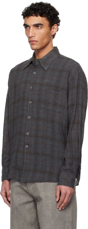 Skjorta OUR LEGACY Our Legacy Above Check Linen Shirt Grå | M2252ASB, 3