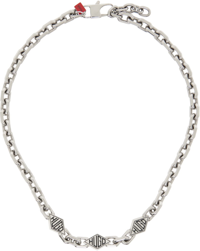 Halsband BOSS Hugo Cable Chain Necklace with Logo Pendants Metallisk | 50538908