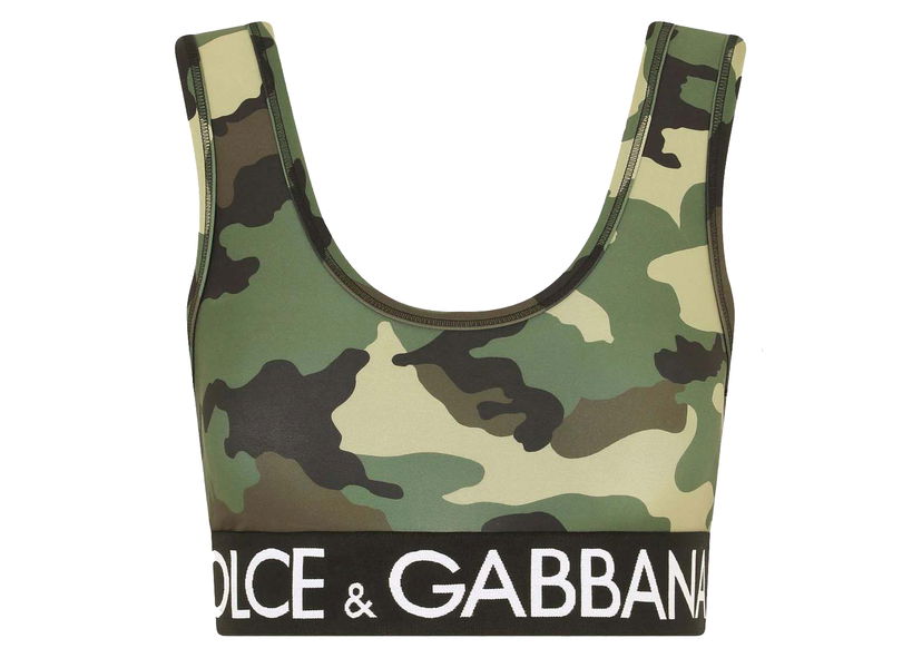 Crop top Dolce & Gabbana Camouflage Print Cropped Top Camouflage Grön | F75H7TFSG0U