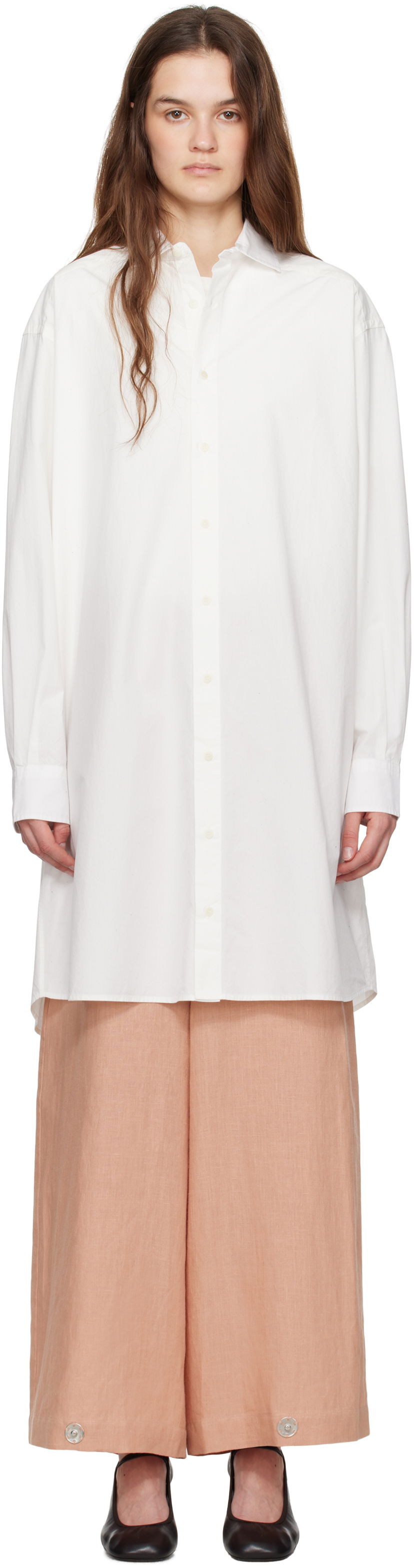 Skjorta Baserange Baserange Claude Shirt Midi Dress Vit | DROL-POU-SP25