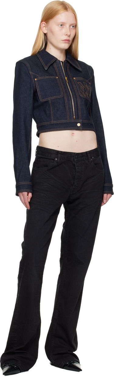 Jacka AMIRI AMIRI Zip Up Cropped Denim Jacket Blå | AWDNWJ1007, 3