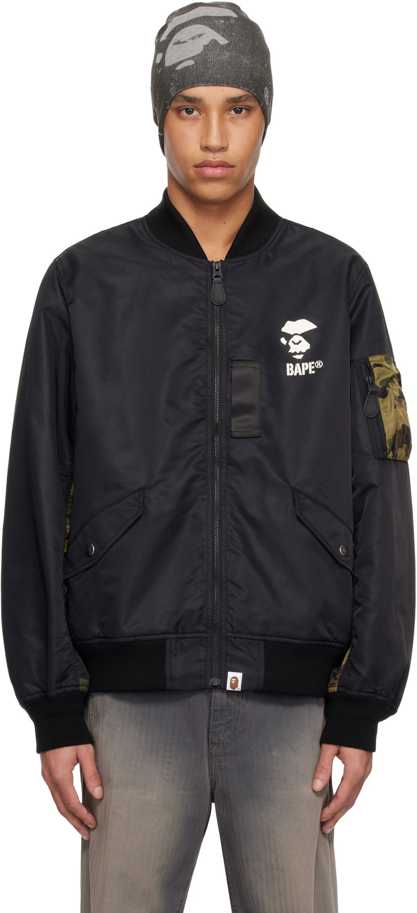 Bomberjacka BAPE A Bathing Ape 1st Camo Bomber Jacket Svart | 001LJK801006M