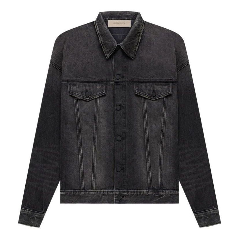 Jacka Fear of God Essentials SS22 Denim Jacket Svart | FOG-SS22-291