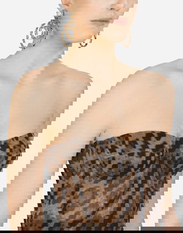 Crop top Dolce & Gabbana Leopard-print Tulle Bustier Flerfärgad | F73V4TFSEGZHY13M, 3
