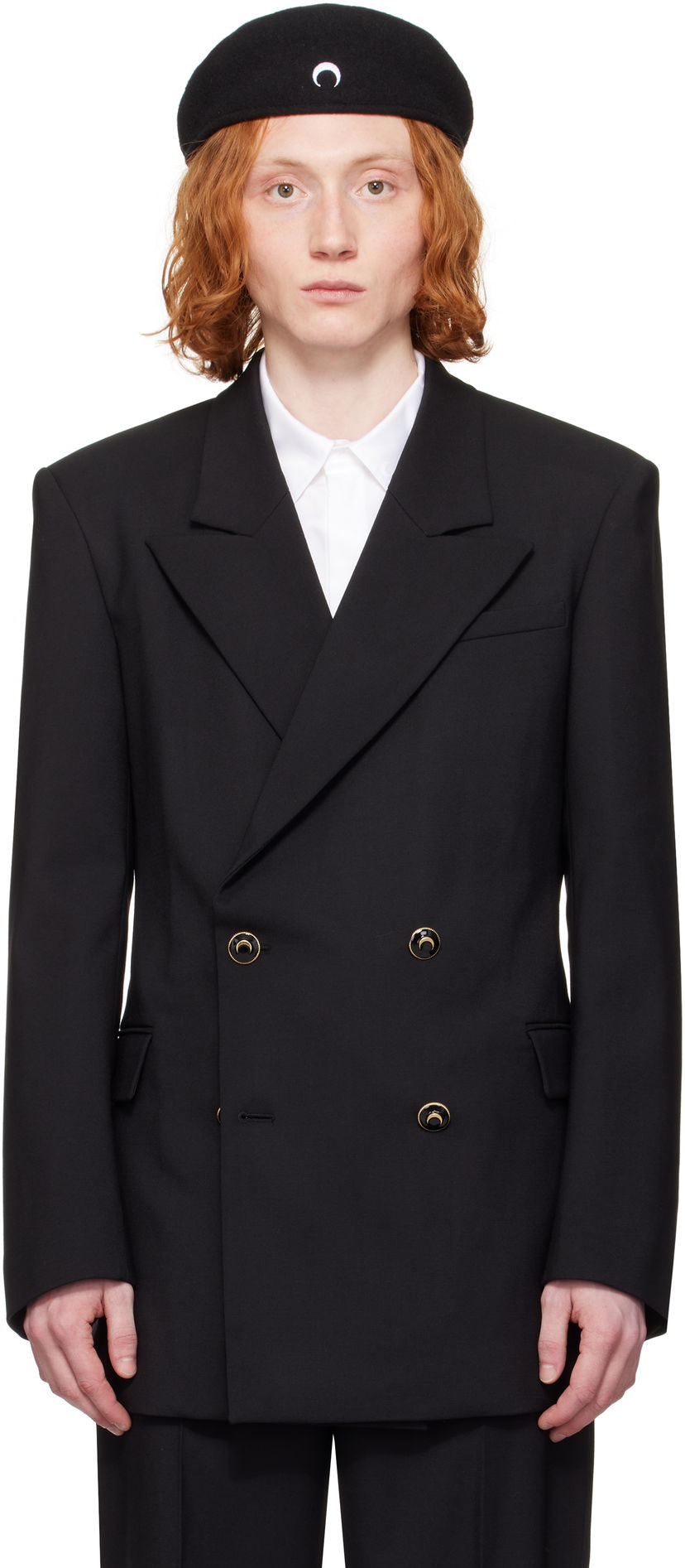 Basker Marine Serre Marine Serre Virgin Wool Twill Fitted Blazer Svart | MJA074A RWOV0001