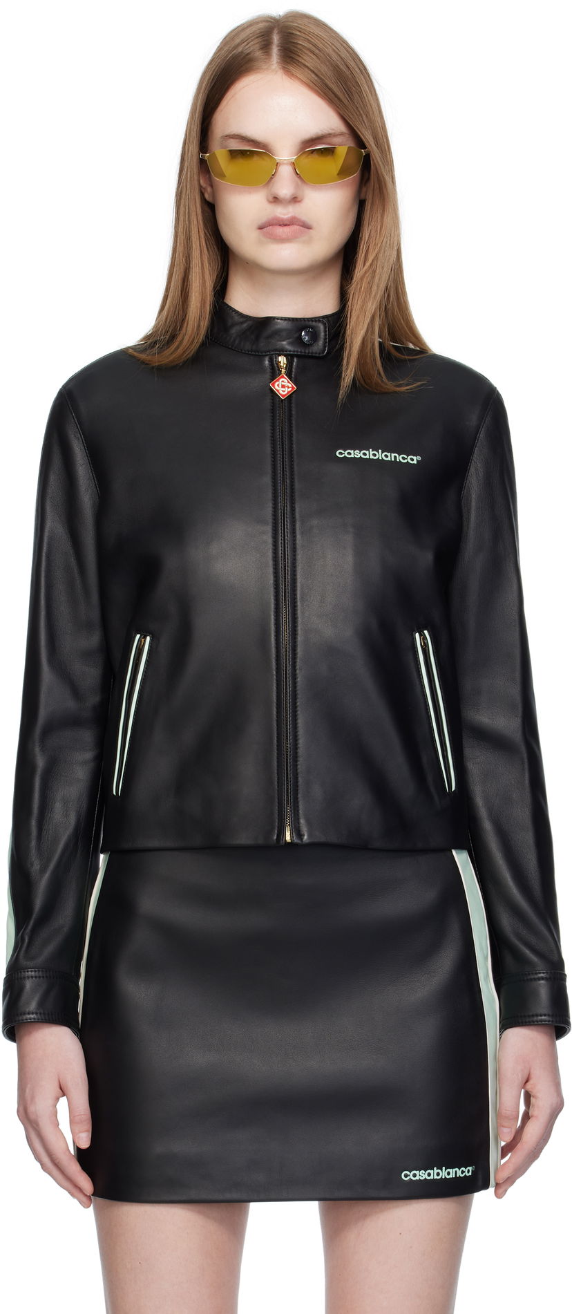 Jacka Casablanca Casablanca Leather Racer Jacket Svart | WPF25-JK-400-01