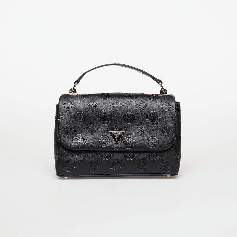 Handväska GUESS Tisha Top Handle Flap Logo Bag Svart | HWPD7764200-BLO