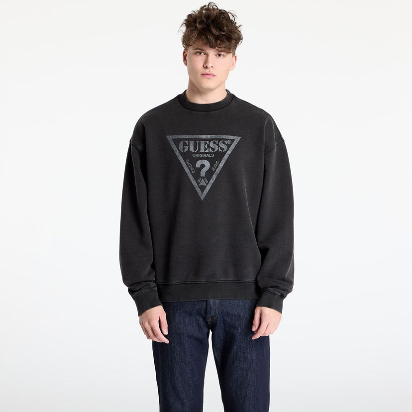 Sweater GUESS GUESS Originals Eco Vintage Triangle Crewneck Sweatshirt Svart | M5GQ35K68I4-JTMU