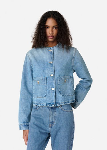 Jacka AXEL ARIGATO Collarless Denim Jacket Blå | A3051001, 8