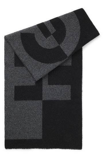 Halsduk BOSS Wool-blend scarf with stacked logos Flerfärgad | 50524767