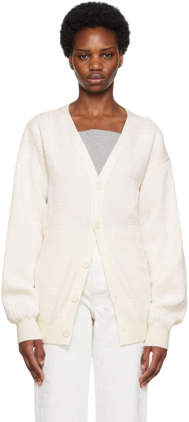 Sweater VETEMENTS Barcode Knit Cardigan Vit | VL14KN600W