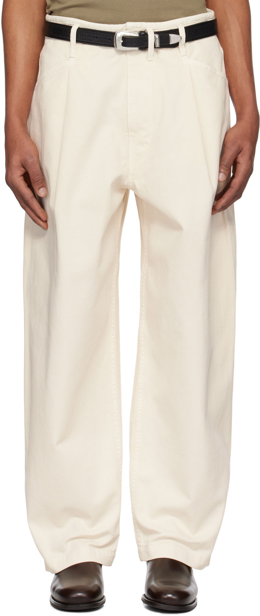 Byxor LEMAIRE Lemaire Pleated Workwear Pants Vit | PA1201 LD1034
