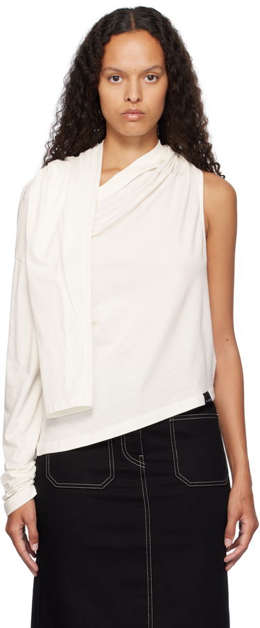 Linne Courrèges Courrèges Asymmetric Off Shoulder T-Shirt Vit | 424JTS154JS0175, 0