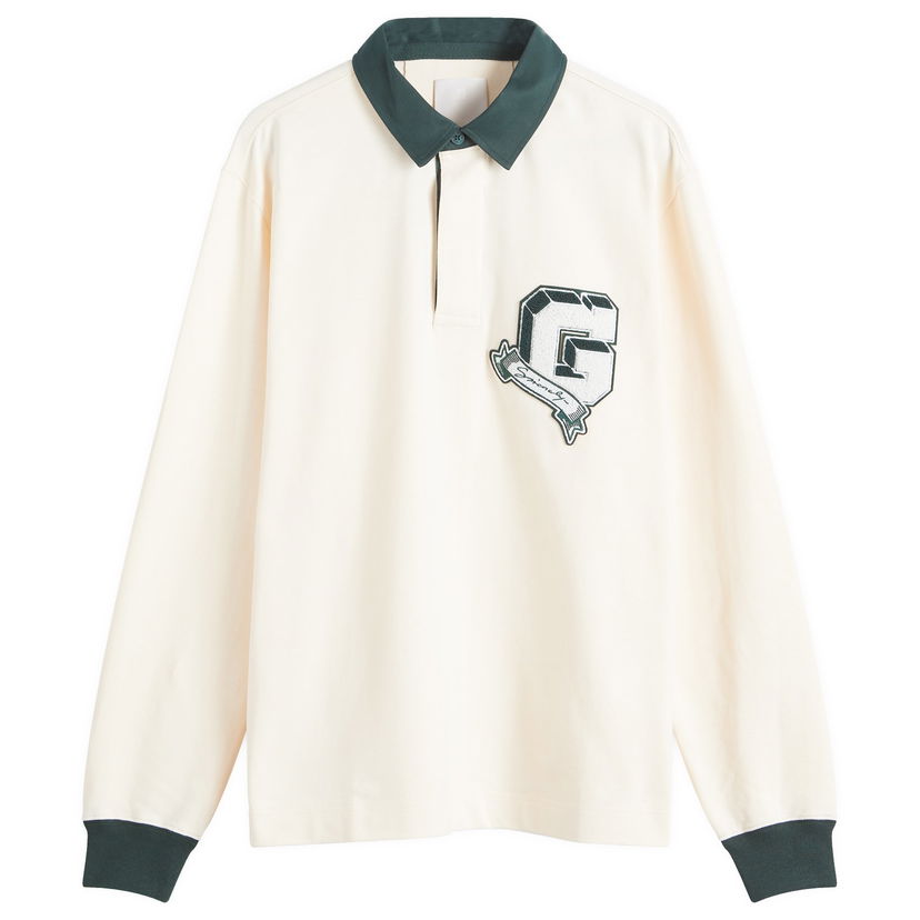 Polotröja Givenchy Long Sleeve Polo with Graphic Embroidery Vit | BM71MT3YPD-115
