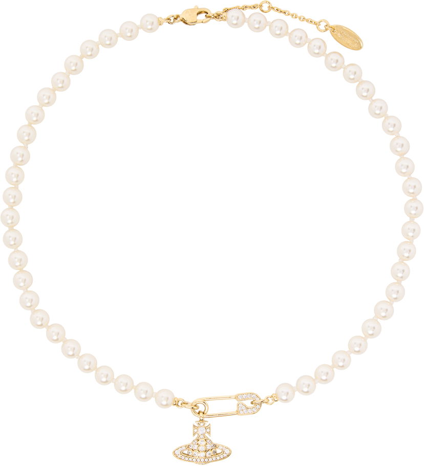 Halsband Vivienne Westwood Pearl Necklace With Pendant Metallisk | 63010072-02R233-IM