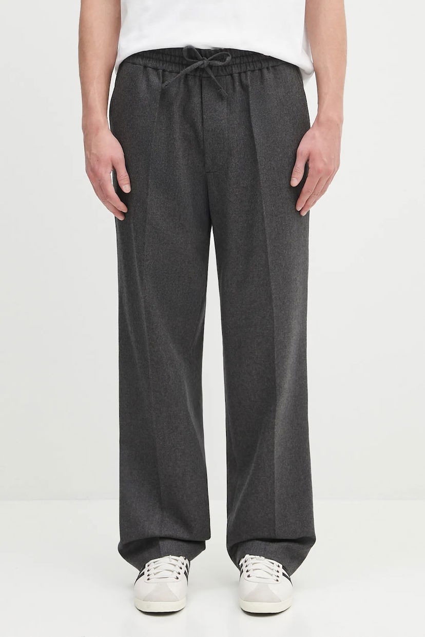 Byxor Drôle de Monsieur Drôle de Monsieur Le Pantalon ...lastiquE Flanelle Wool Trousers Grå | H.BP191.WV008