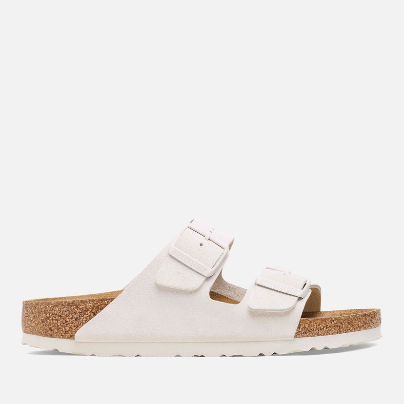 Sneakers och skor Birkenstock Men's Arizona Slim Fit Suede Double Strap Sandals - Antique White Beige | 1026817