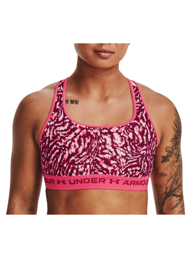 Behå Under Armour Crossback Mid Print Bra Rosa | 1361042-975