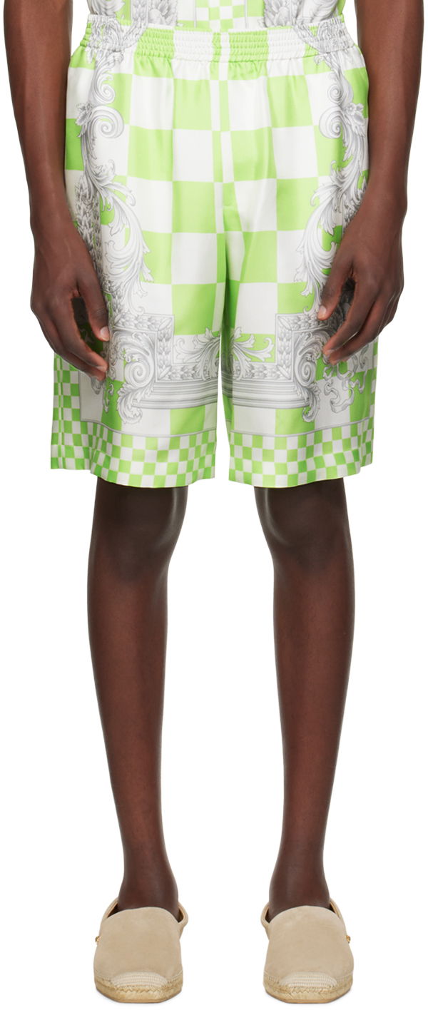 Shorts Versace Green & White Medusa Contrasto Shorts Grön | 1002476_1A10864