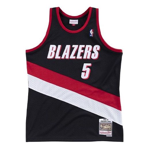 Linne Mitchell & Ness Mitchell & Ness Portland Trail Blazers Jermaine O'Neal Swingman Jersey Svart | SMJYEL18024-PTBBLCK99JON, 0