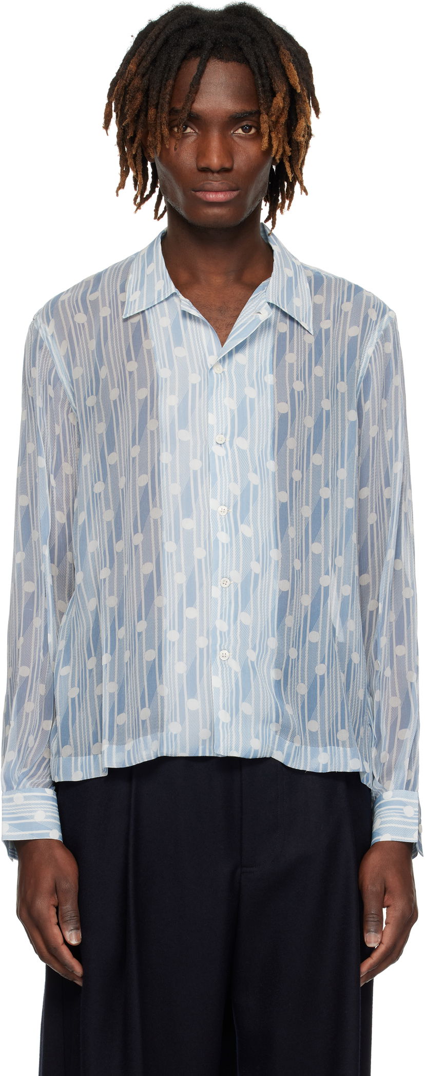 Skjorta Bode Bode Meridian Print Shirt Blå | MRS25SH034