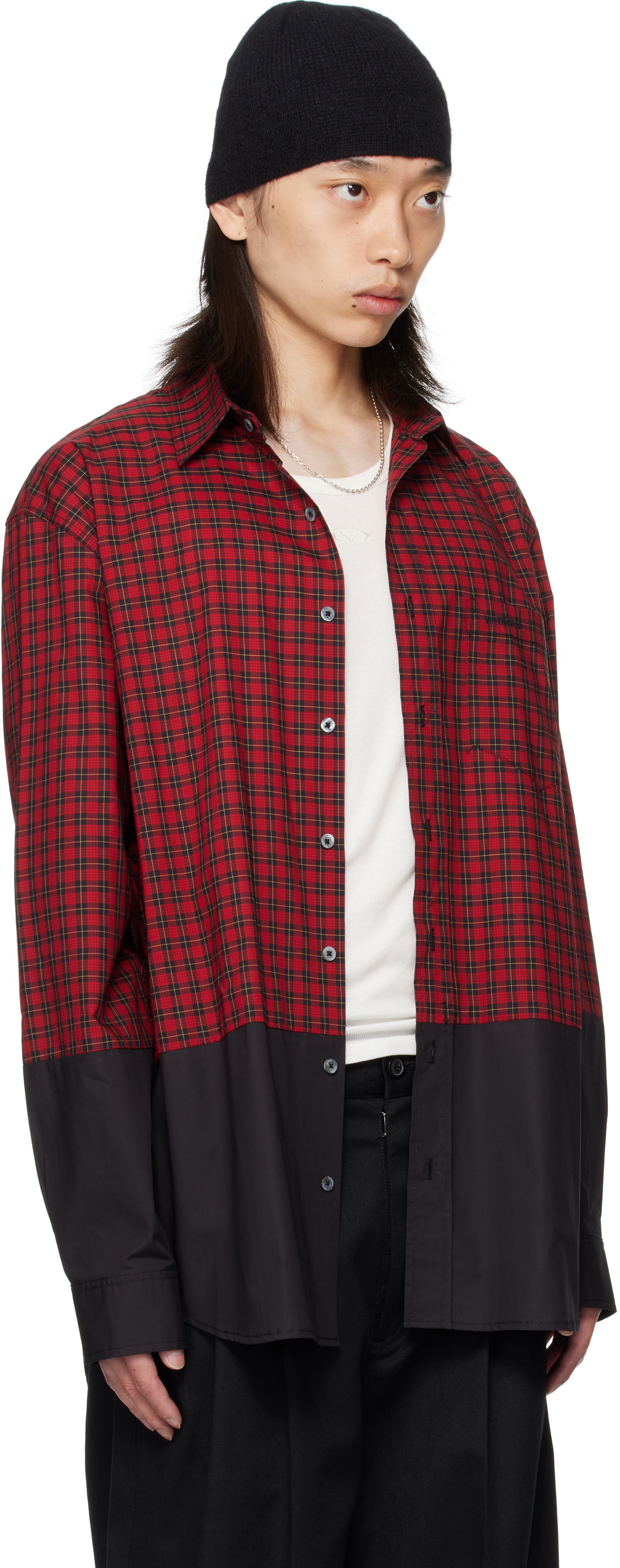 Skjorta VETEMENTS VETEMENTS Splitted Plaid Shirt Röd | UH76SH630RB, 1