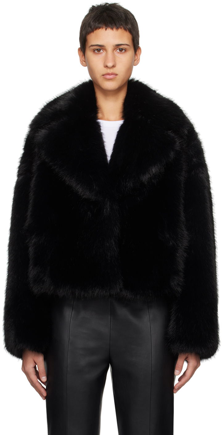 Jacka STAND STUDIO Samara Faux-Fur Cropped Jacket Svart | 61701-9055