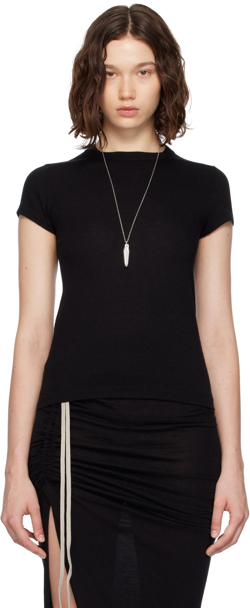 Crop top Rick Owens Rick Owens Concordians Rainino Cropped T-Shirt Svart | RP02E4235 JR