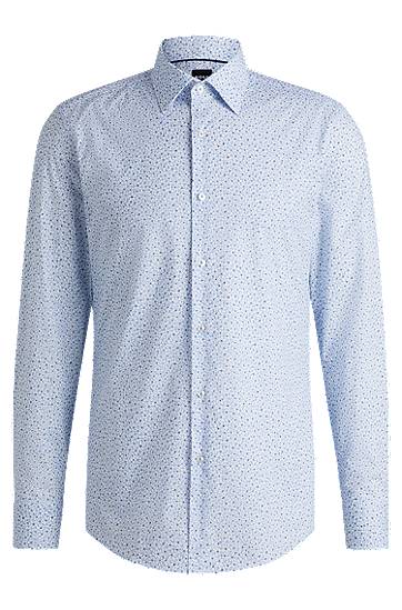 Skjorta BOSS Slim Fit Stretch Cotton Poplin Printed Shirt Blå | 50533021