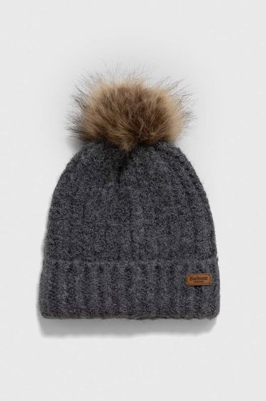 Mössa Barbour Knitted Pom-Pom Beanie Hat and Scarf Set Grå | LGS0077, 1