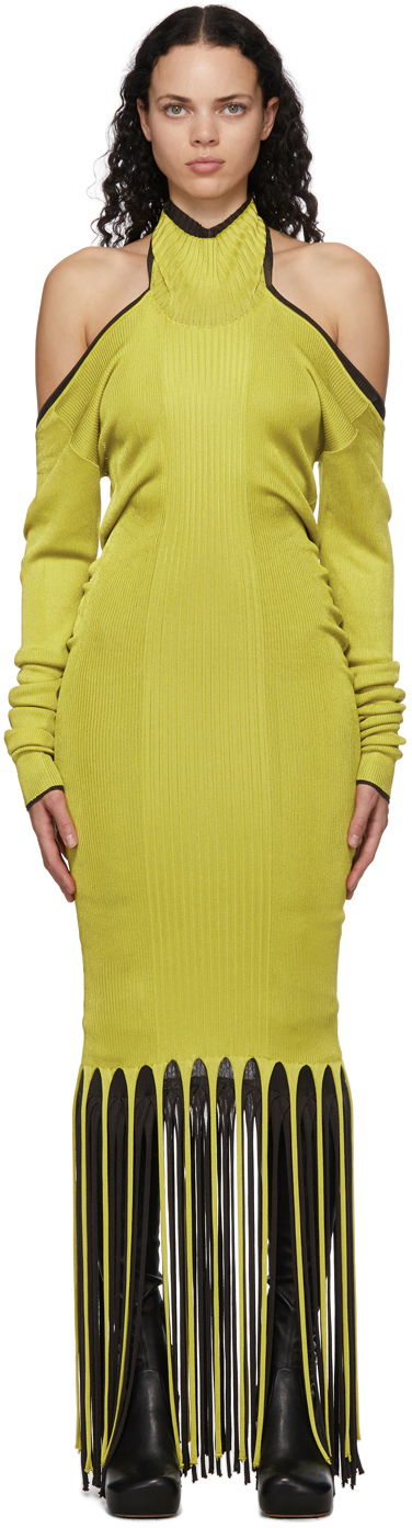 Klä Bottega Veneta Twist Viscose Fringe Dress Grön | 638198 V07S0