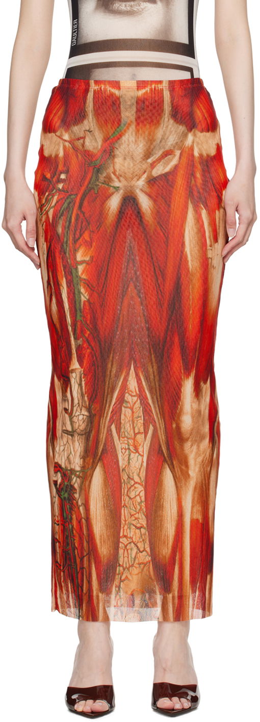 Kjol Jean Paul Gaultier Jean Paul Gaultier 'The Écorché' Maxi Skirt Röd | 24/30-F-JU124-T554-301540