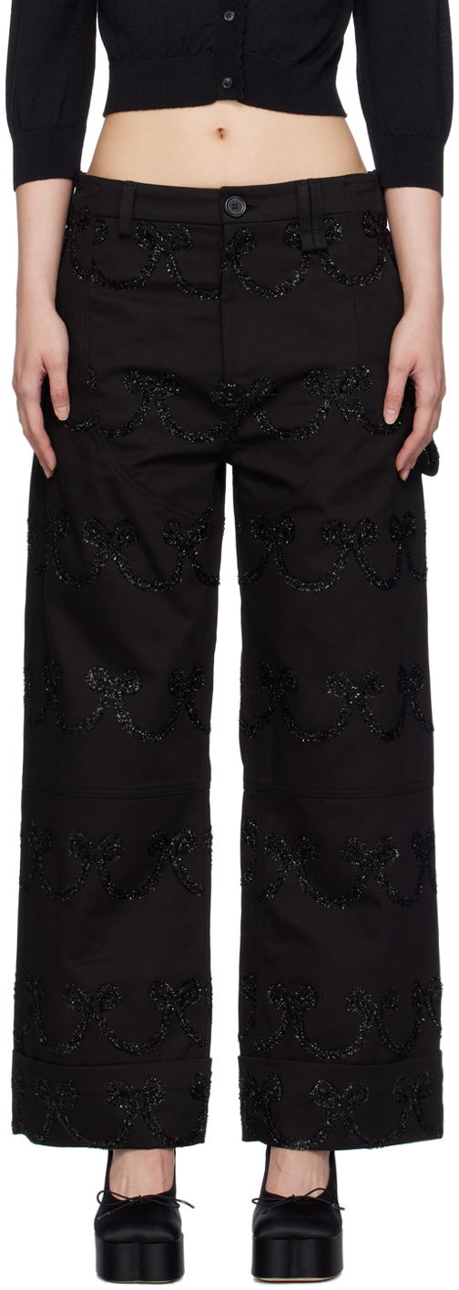 Byxor Simone Rocha Simone Rocha Patterned Wide-Leg Trousers Svart | 4101 1062