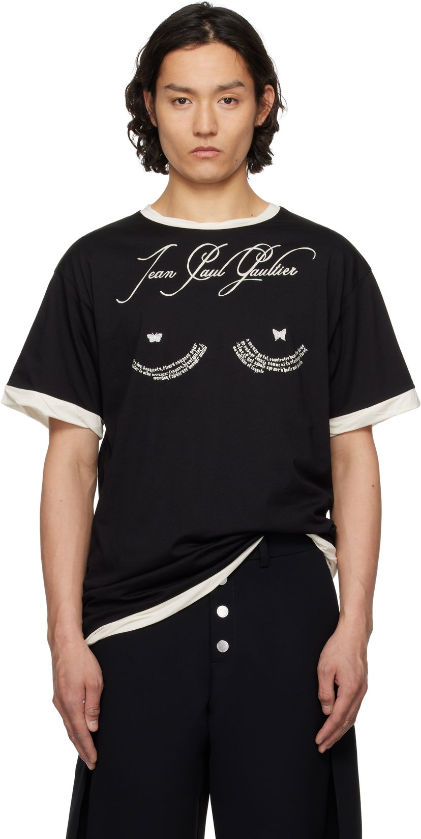 T-shirt Jean Paul Gaultier Jean Paul Gaultier Oversized Tattoo Poem T-Shirt Svart | 25/34-F-TS112I-J087-0003