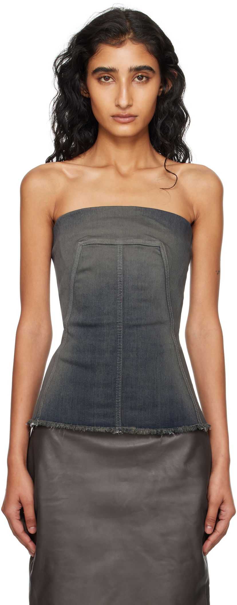 Linne Rick Owens Rick Owens Concordians Denim Bustier Top Grå | RP02E4127 SDKDEG
