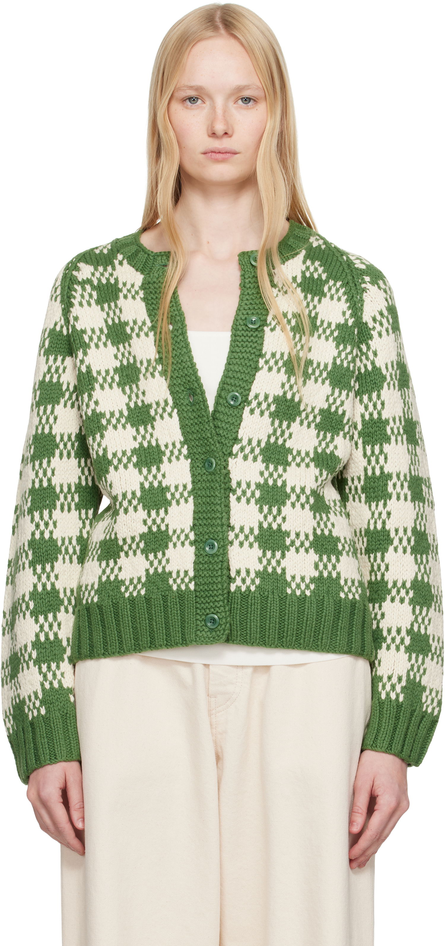 Sweater YMC YMC Atomic Check Cardigan Grön | Q8YAC, 0