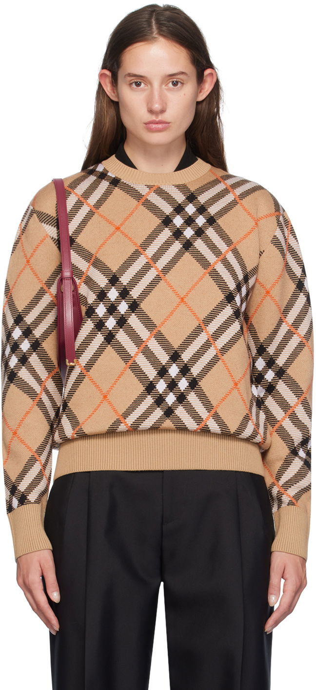 Sweater Burberry Check Sweater Beige | 8093486, 0