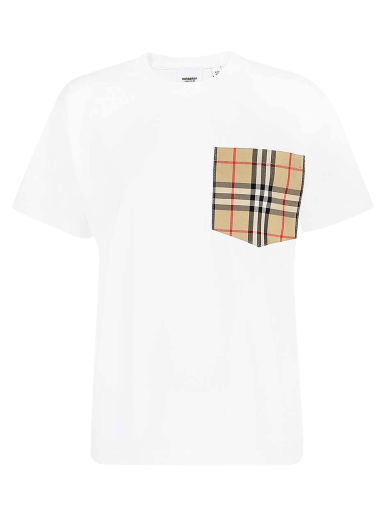 T-shirt Burberry Carrick Check Pocket T-Shirt Vit | 8043386