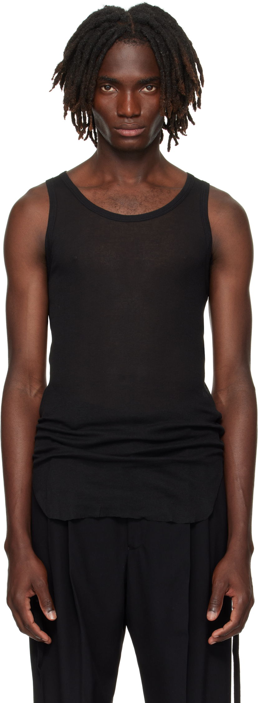 Linne Ann Demeulemeester Ann Demeulemeester Boris Ruched Tank Top Svart | B0011785-FA434-099