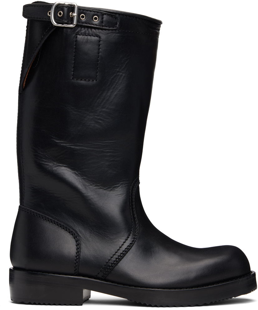 Sneakers och skor Dries Van Noten Dries Van Noten Leather Biker Boots Svart | 252-021700-105