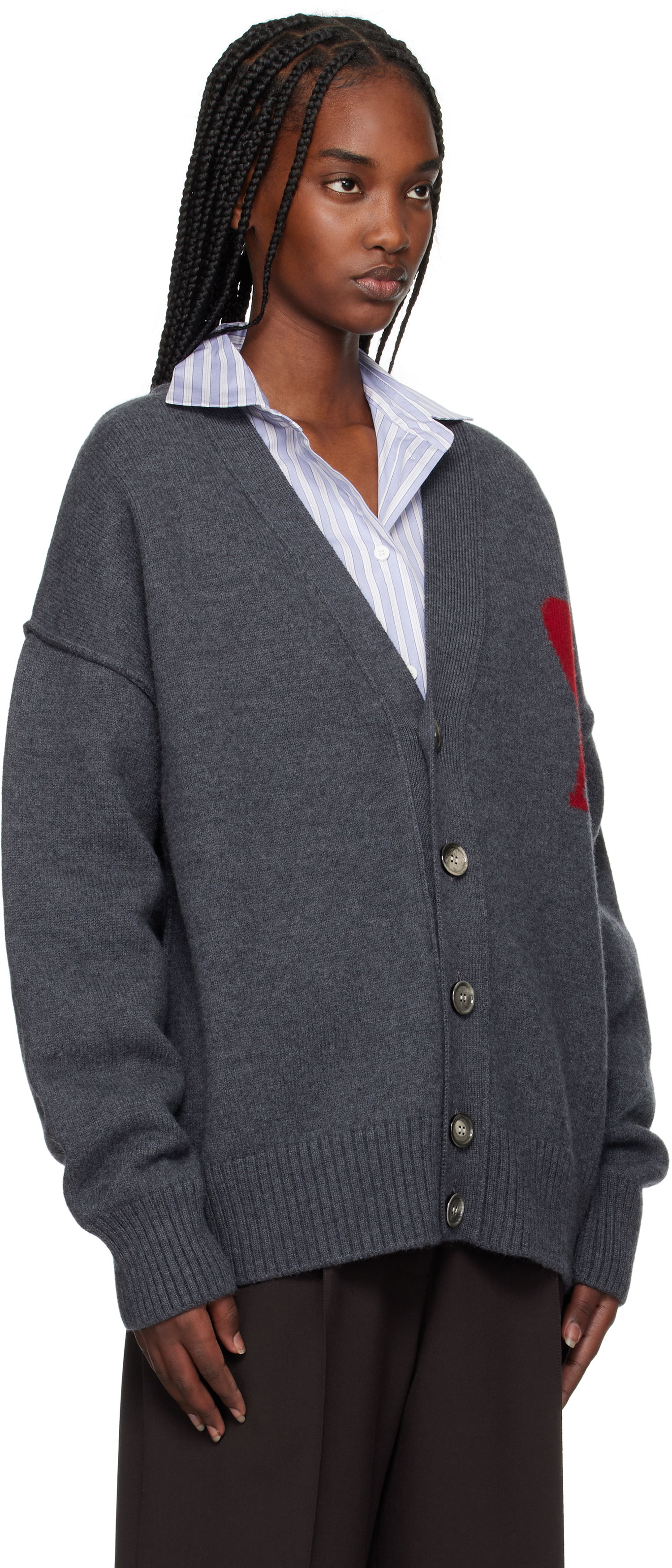 Sweater AMI Cardigan Grå | BFUKC006.018, 1