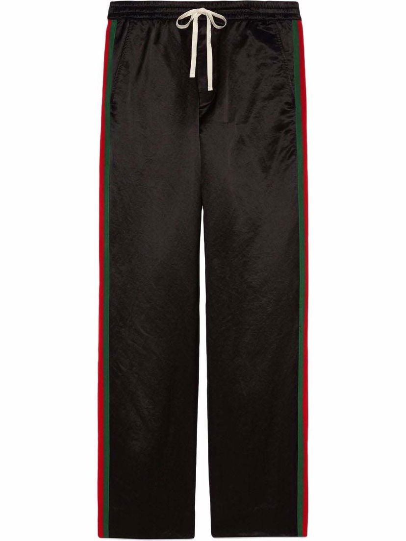 Träningsbyxor Gucci Web-Panel Track Pants Black/Red/Green Svart | 654880 ZAGU7 1043