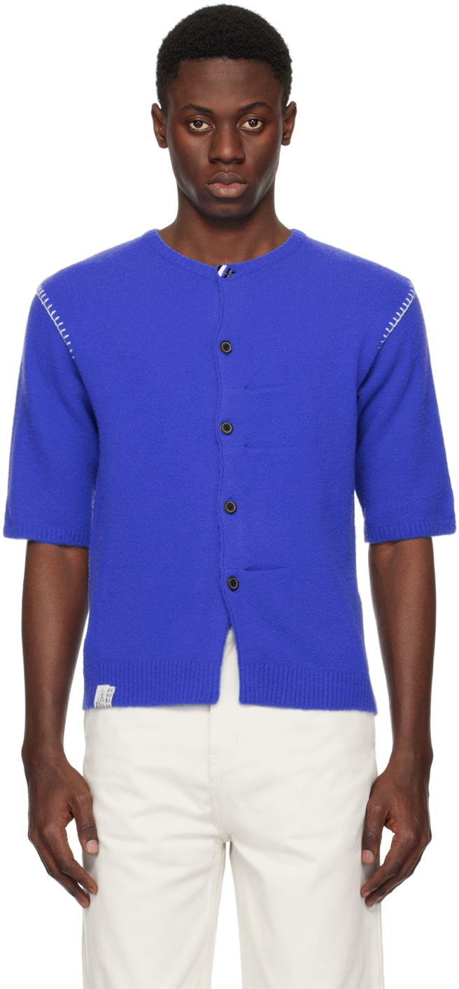 Sweater ADER ERROR Short Sleeve Knit Cardigan Blå | BN01SSKT0702BL