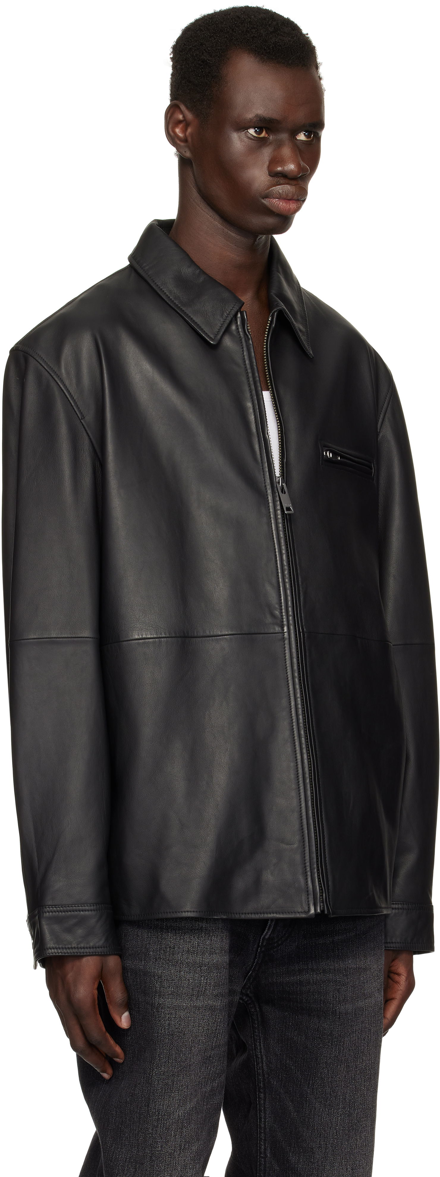 Jacka BOSS HUGO Paneled Leather Jacket Svart | 50530812, 1