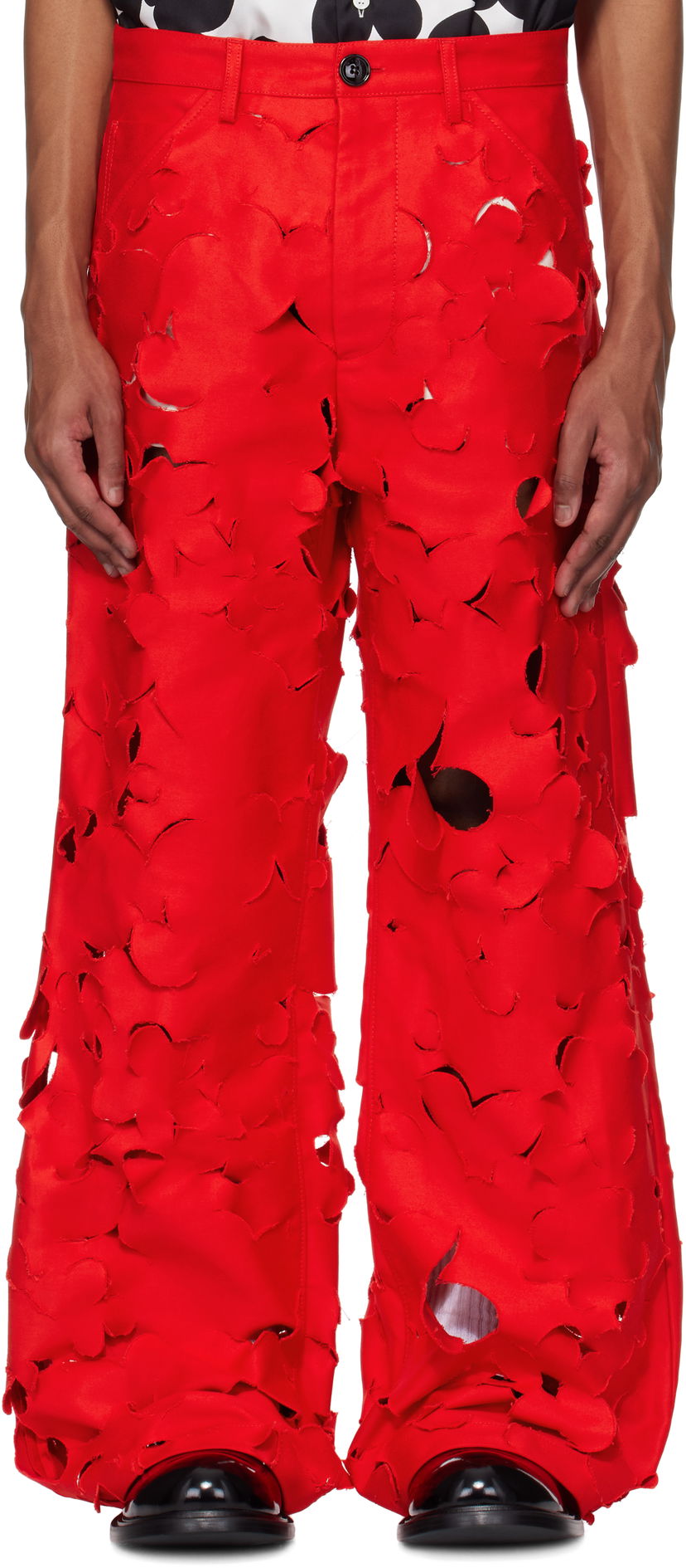 Byxor Marni Marni Cut-Out Cargo Pants Röd | PUMU0287S0 USR012