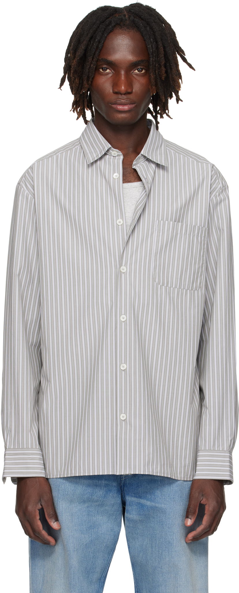 Skjorta A.P.C. A.P.C. Malo Striped Shirt Grå | COHJJ-H12532