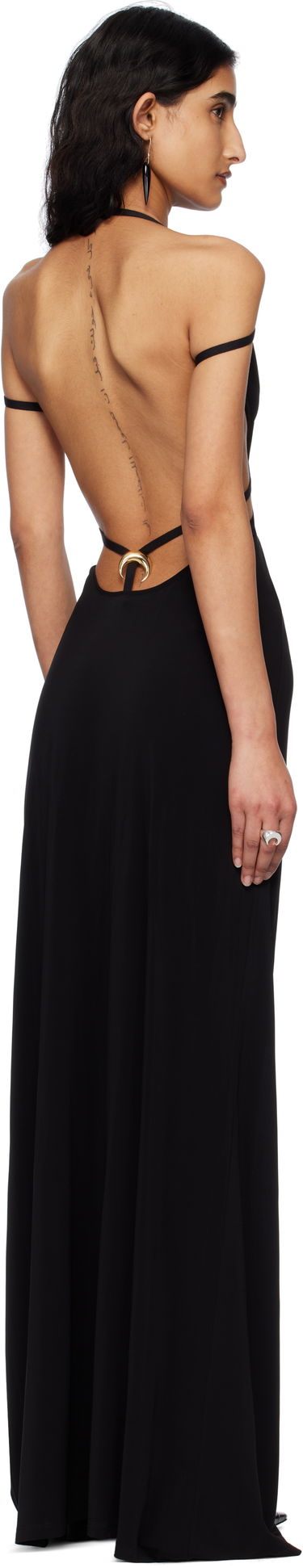 Klä Marine Serre Marine Serre Draped Jersey Open Back Maxi Dress Svart | WDR335A CJER0022, 2