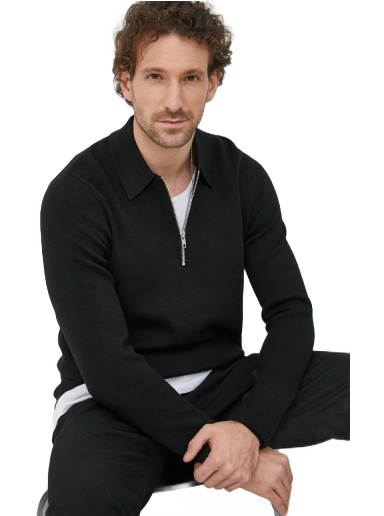 Polotröja Samsoe Samsoe Guna Half Zip Polo Shirt Svart | M22400055