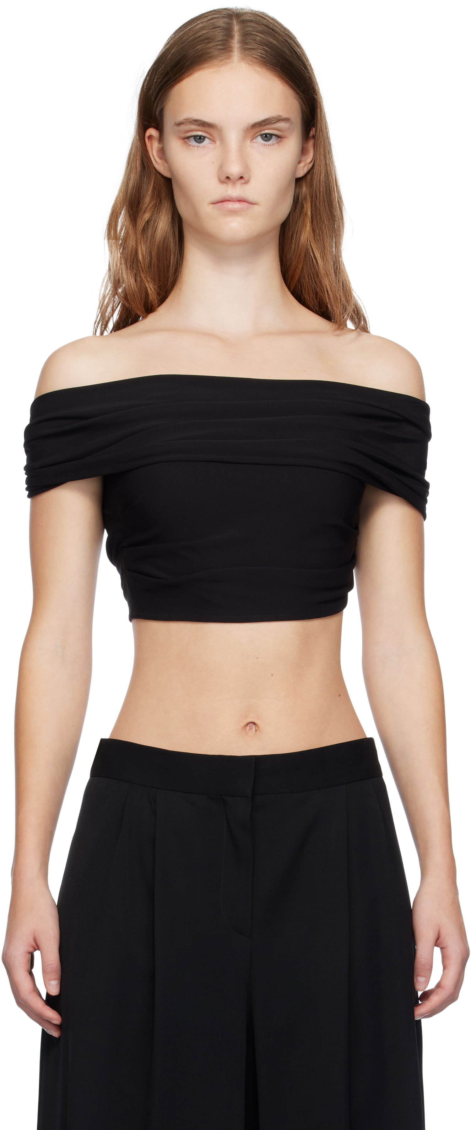 Crop top Casablanca Draped Crop Top T-shirt Svart | WF24-TP-063-01, 0