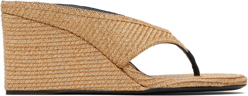 Sneakers och skor Alaïa ALAÏA Cube Thong Mule Wedge Sandals Beige | AA3M105TK054